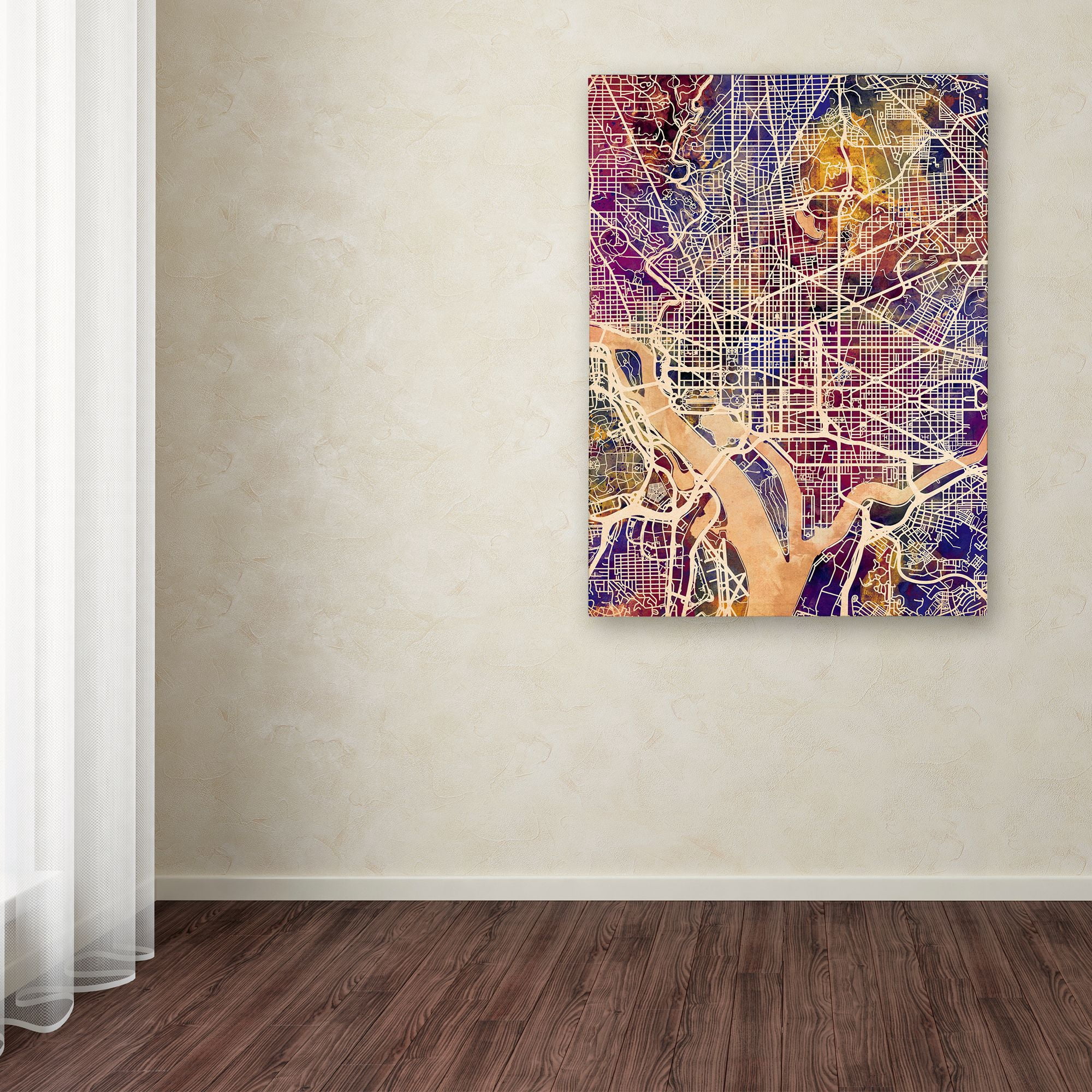 Trademark Fine Art "Washington DC Street Map 2" Canvas Art by Michael Tompsett