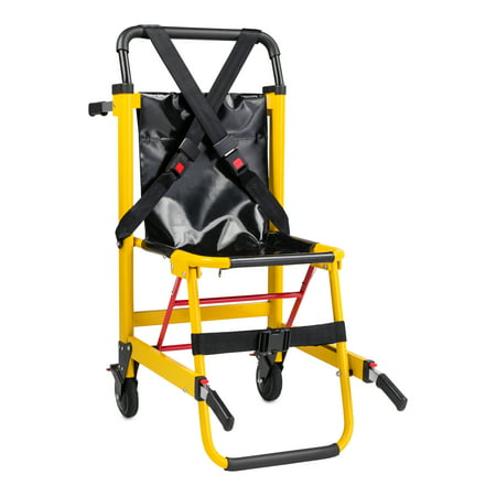 LINE2design EMS Stair Chair 70015-Y Medical Emergency Patient Transfer - 2-Wheel Deluxe Evacuation Chair - Ambulance Transport Folding Stair Chair Lift - Load Capacity: 400 lb.
