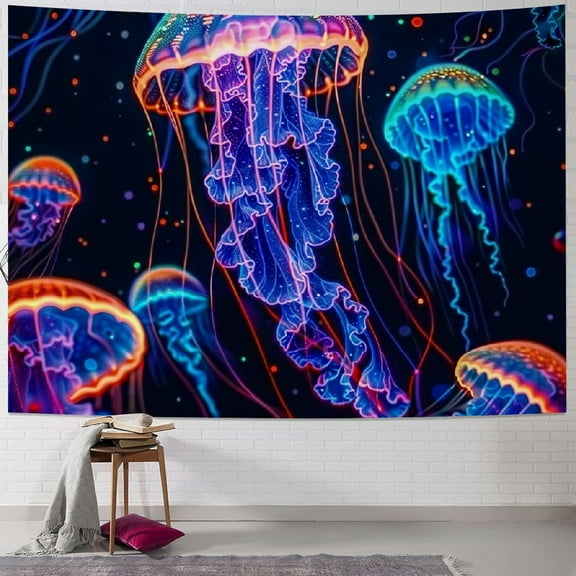 Fenyluxe  Jellyfish Tapestry Wall Hanging, Fantasy Tapestry for Bedroom Aesthetic, Posters for Party Backdrop, Cool Stuff Hippie Decor, Living Room  40x30inch