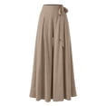 thumbnail image 4 of hoksml Women's Solid Color Culotte Pants, High Waist Decorative Tie, Elasticated Back Waist, Loose Wide Leg Casual Pants, 4 of 7