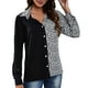 thumbnail image 1 of Blusa a cuadros para mujer, camisa a cuadros informal elegante a la moda con botones y cuello vuelto de manga larga, tipo AM, 1 of 7