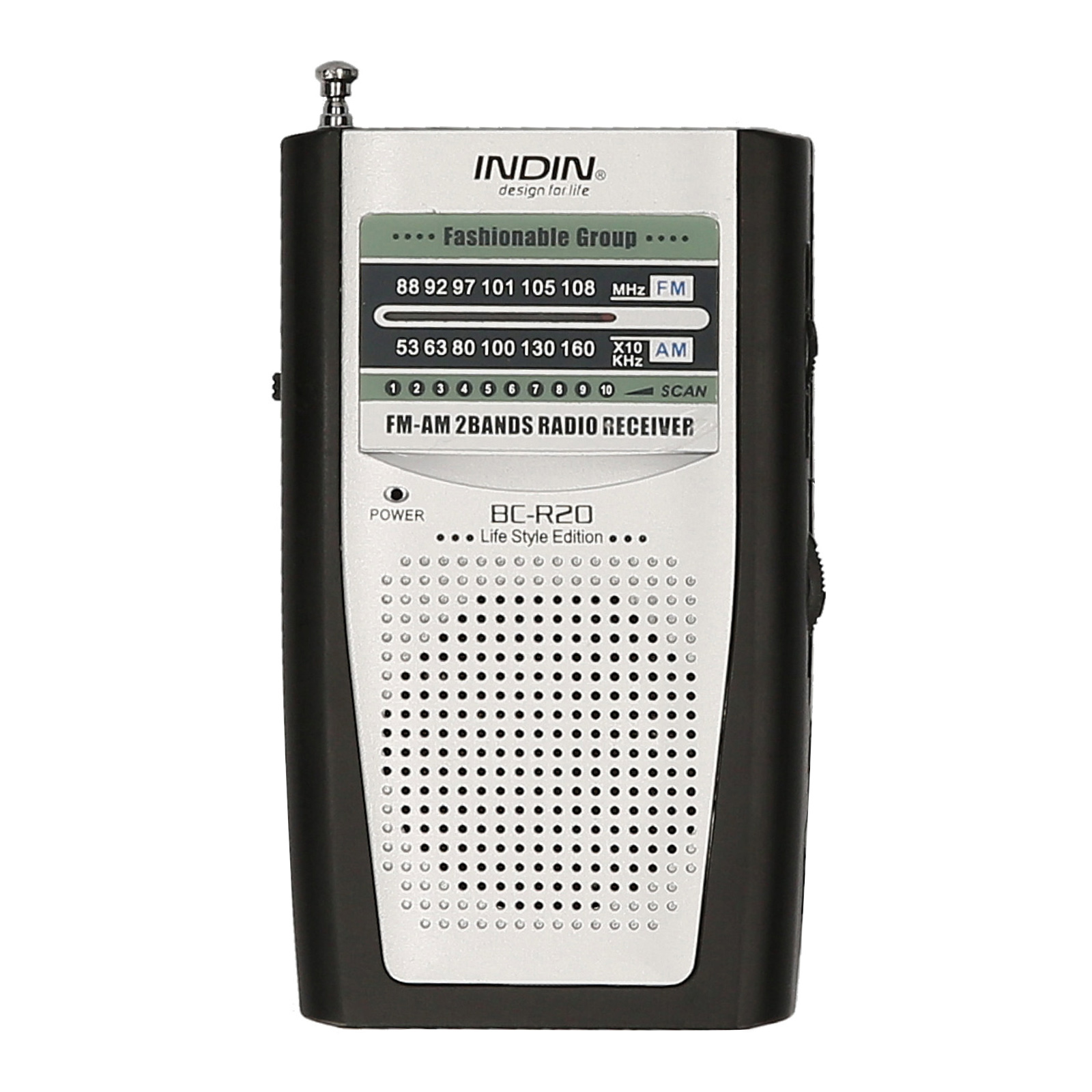 Mini récepteur radio bi-bande AM / FM INDIN BC-R119 Lecteur portable Haut-parleur intégré avec prise casque standard de 3,5 mm Argent gris Mini récepteur radio bi-bande AM / FM INDIN BC-R119 Lecteur portable Haut-parleur intégré avec prise casque standard de 3,5 mm Argent gris