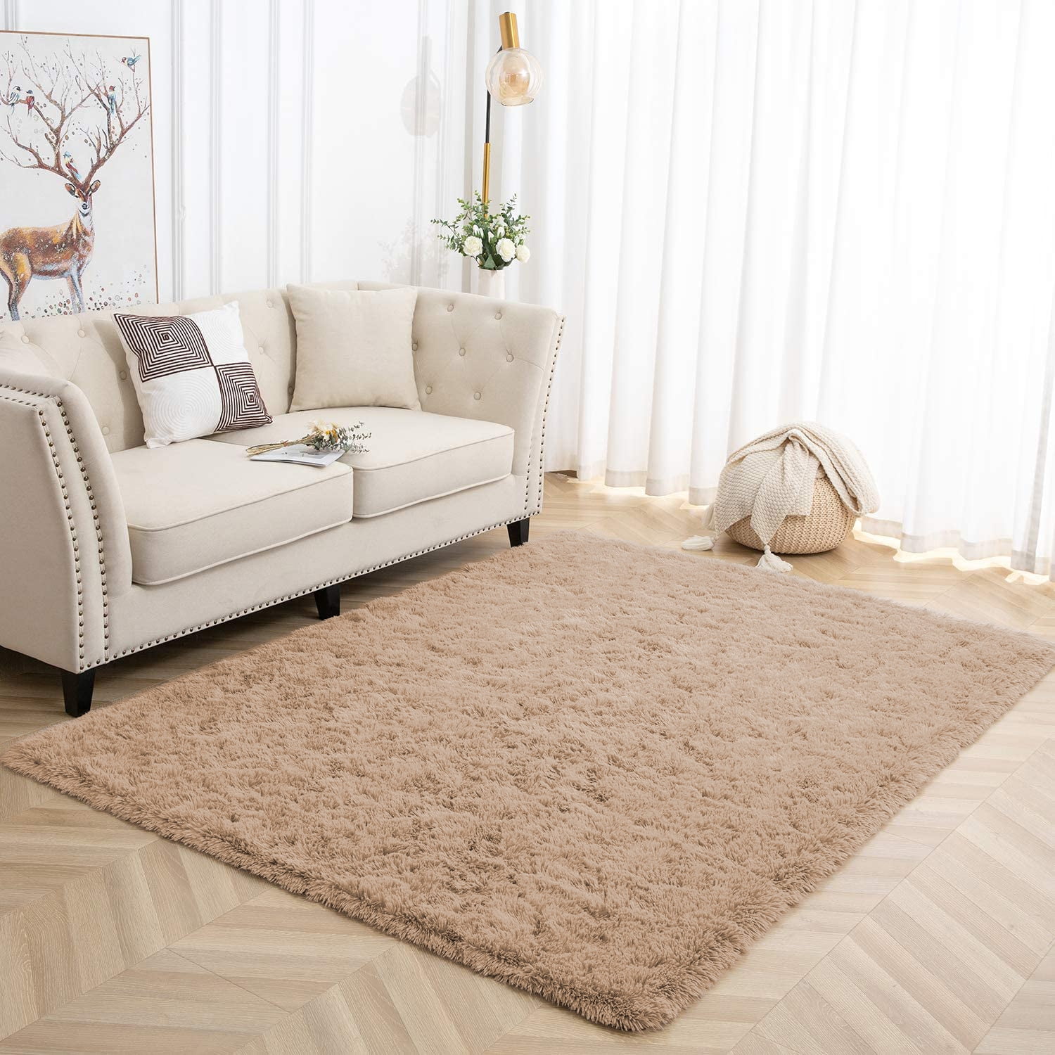 Belleze Parma Luxury Ultra Soft Fluffy Area Rug Modern Indoor Shaggy Plush Fluffy Nursery Rugs Floor Carpet for Home Decor Living Room Bedroom 5x8