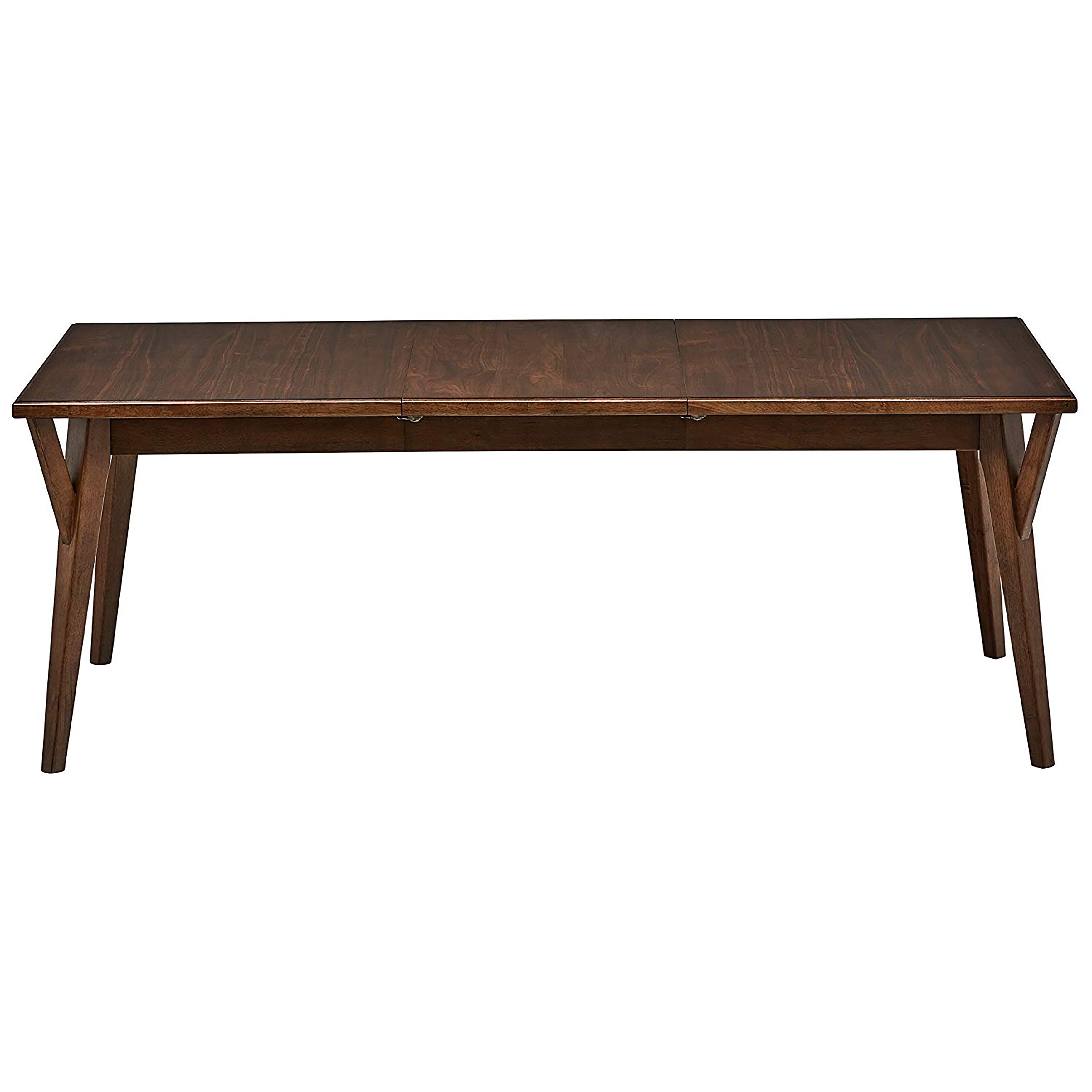 HomeFare 60 to 82 In. Mid Century Dining Table with Removable Leaf Brown