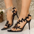 thumbnail image 2 of SACFOF Clear Stiletto High Heels Pointed Open Toe Strappy Slingback Heeled Sandals for Women, 2 of 6