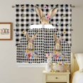thumbnail image 5 of Easter Rabbit Swag Curtains Valance & Tier Set, Blue Purple Pink Floral Leaf Plant Black Buffalo Plaid 3 Pcs Set Kitchen Swag Valances and Tiers 36 Inch Length Rod Pocket Curtain Drapes for Bedroom, 5 of 9