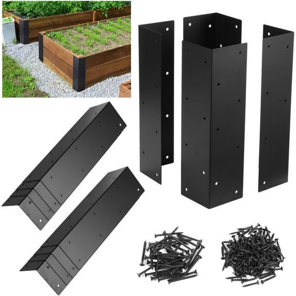 DYJP Set of 12 Raised Garden Corner Brackets, 11 inch Raised Bed Corner Brackets with Screws, Rust Resistant Metal Connectors for Furniture Flower Vegetable Planter, 3 inch Wide