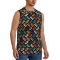 thumbnail image 2 of Fotbe Men's Retro Tape Print Men's Sleeveless Muscle Tank Tops Casual T-Shirts for Gym Workout Beach-3X-Large, 2 of 8