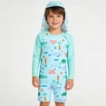 thumbnail image 2 of OSOLU Children Boys Swimsuit Sets Summer Swim Trunks with Matching Swim Cap Ocean World Print Swimwear Beach Pool Training Slim Fit Bathing Suit, 2 of 9