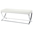 thumbnail image 3 of Pemberly Row 18.5" Contemporary Faux Leather Tufted Accent Bench in White, 3 of 5