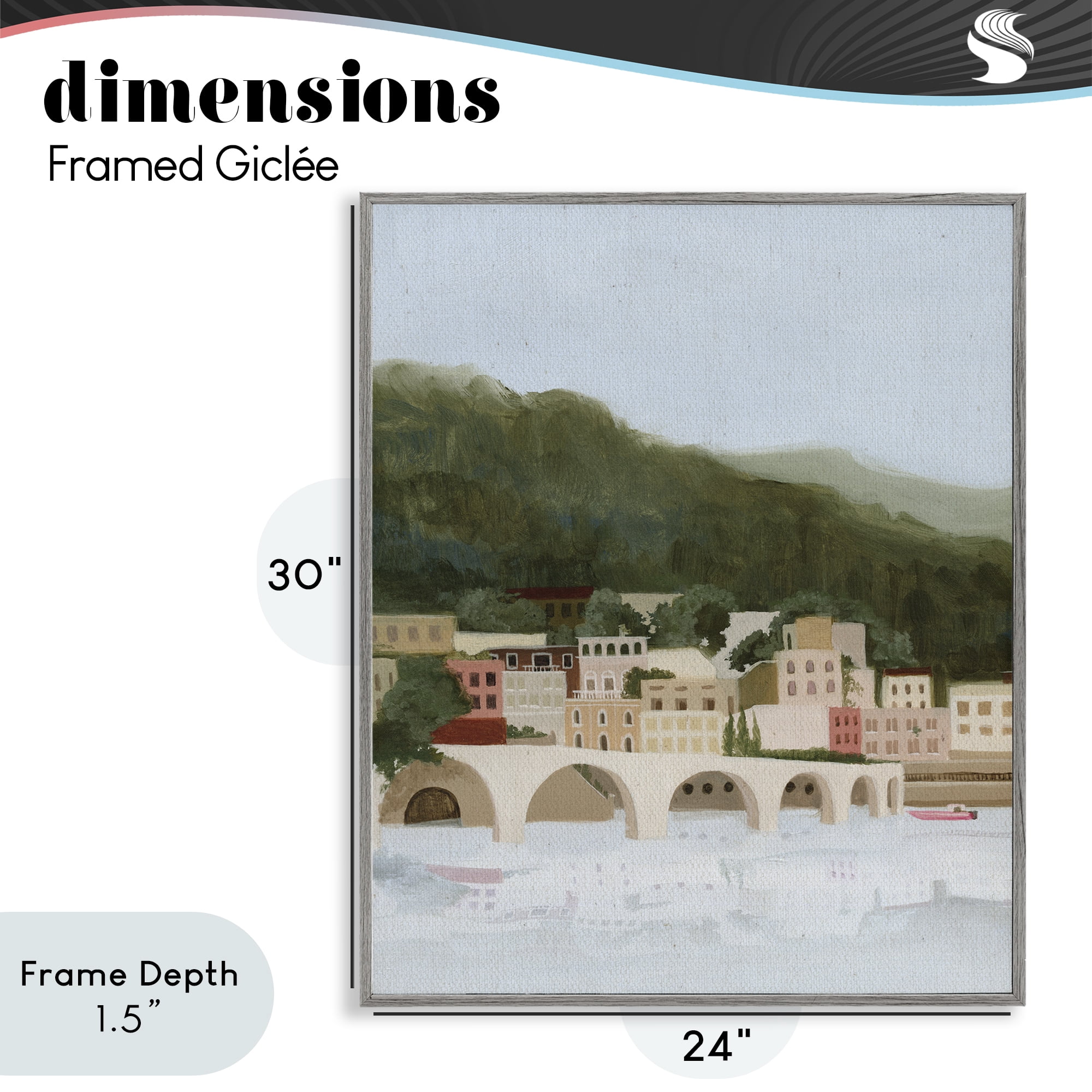 Stupell Industries Coastal Mountains By Sea Gray Framed Giclee Art, design by Grace Popp