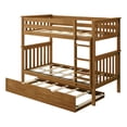 thumbnail image 5 of Plank+Beam Solid Wood Twin over Twin Bunk Bed with Storage Trundle for Adults/Kids, Pecan, 5 of 9
