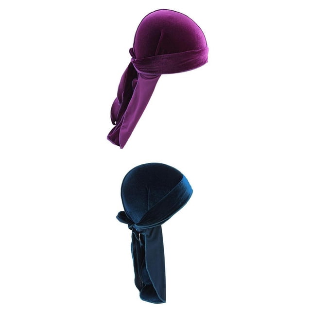 2 piezas hombres moda Bandana sombrero cola larga musulmana Headwrap