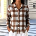 thumbnail image 6 of Womens Fashion Checkered Shirt Collared Long Sleeve Gingham Plaid Shirts Loose Fit Button Front Casual Everyday Blouse, 6 of 7