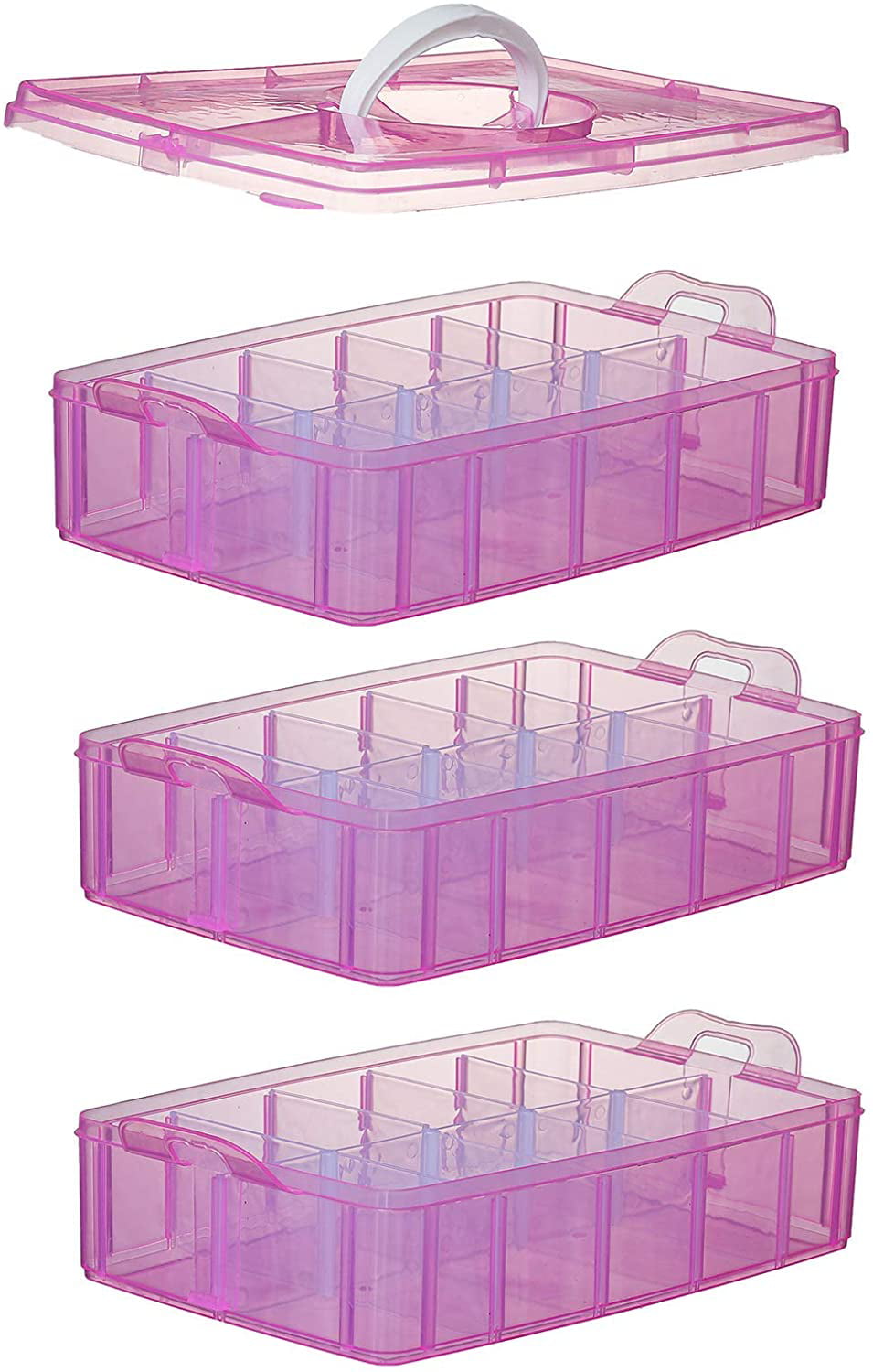 Beebeecraft BENECREAT 6 Pack Clear Plastic Box Clear Storage Case  Collection Organizer Container with Hinged Lid and Hangers For Organizing  Small