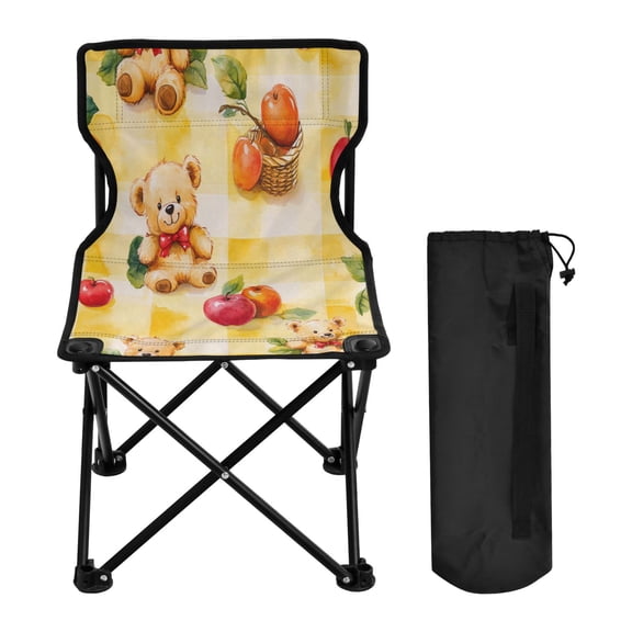 YAZAOO Camping Chairs Modern Playful Bears Amongst Fresh Fruit Pattern Folding chair
