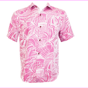 $118 Tommy Bahama Men Coconut Point Pineapple Camp Shirt - Fuchsia Red, S