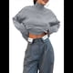 thumbnail image 2 of Suéter de Larga y Cuello Alto para Mujer, Estilo Informal, Holgado, de Punto Grueso, para Otoño e Invierno. Gris L, 2 of 7