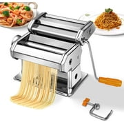 Todeco Pasta Maker, Stainless Steel Pasta Machine with 6 Thickness Settings, Professional Dough Roller and Spaghetti Cutter for Fettuccine, Tagliatelle, Linguine, Lasagna or Dumpling Skins