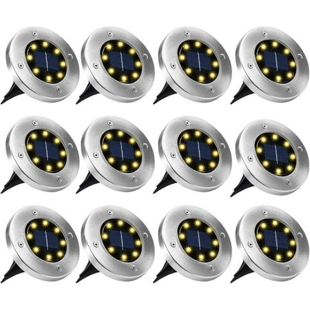 Solar Lights Garden 8 Led Floor Outside For Lawn Patio Yard 12 Pieces Warm White Canada Solar Lights Garden 8 Led, Solar Powered Outdoor Floor Lights
