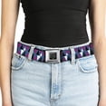 thumbnail image 5 of Buckle-Down Belt, Seatbelt Buckle Belt, Peaks Turquoise Fuchsia Black White, 34 to 52 Inches, 5 of 9