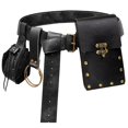 thumbnail image 1 of Riñonera renacentista, monedero, falda, senderismo, disfraz de festival medieval, accesorios de Halloween, riñonera informal, riñonera (2 bolsas negras), 1 of 7