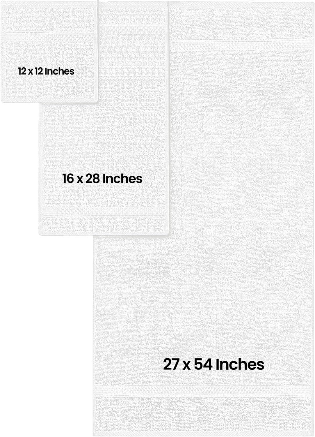 Premium 100% Cotton Absorbent 600 GSM 6 Piece Bathroom Towel Set 2 Washcloths, 2 Hand Towels, 2 Bath Towels