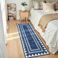 thumbnail image 4 of Garvee 2x6 Geometric Bordered Rug Solid Runner Rug with Non Slip Backing, Washable Rug Soft Neutral Floor Mat for Hallway Bedroom Kitchen, Blue, 4 of 6