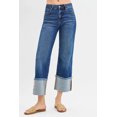 thumbnail image 2 of Je Suis une Adepte de la Mode Jeans Taille Pleine Taille Mi-Haute Courts Larges Larges à Revers Grande Taille (Foncé, 13), 2 of 6