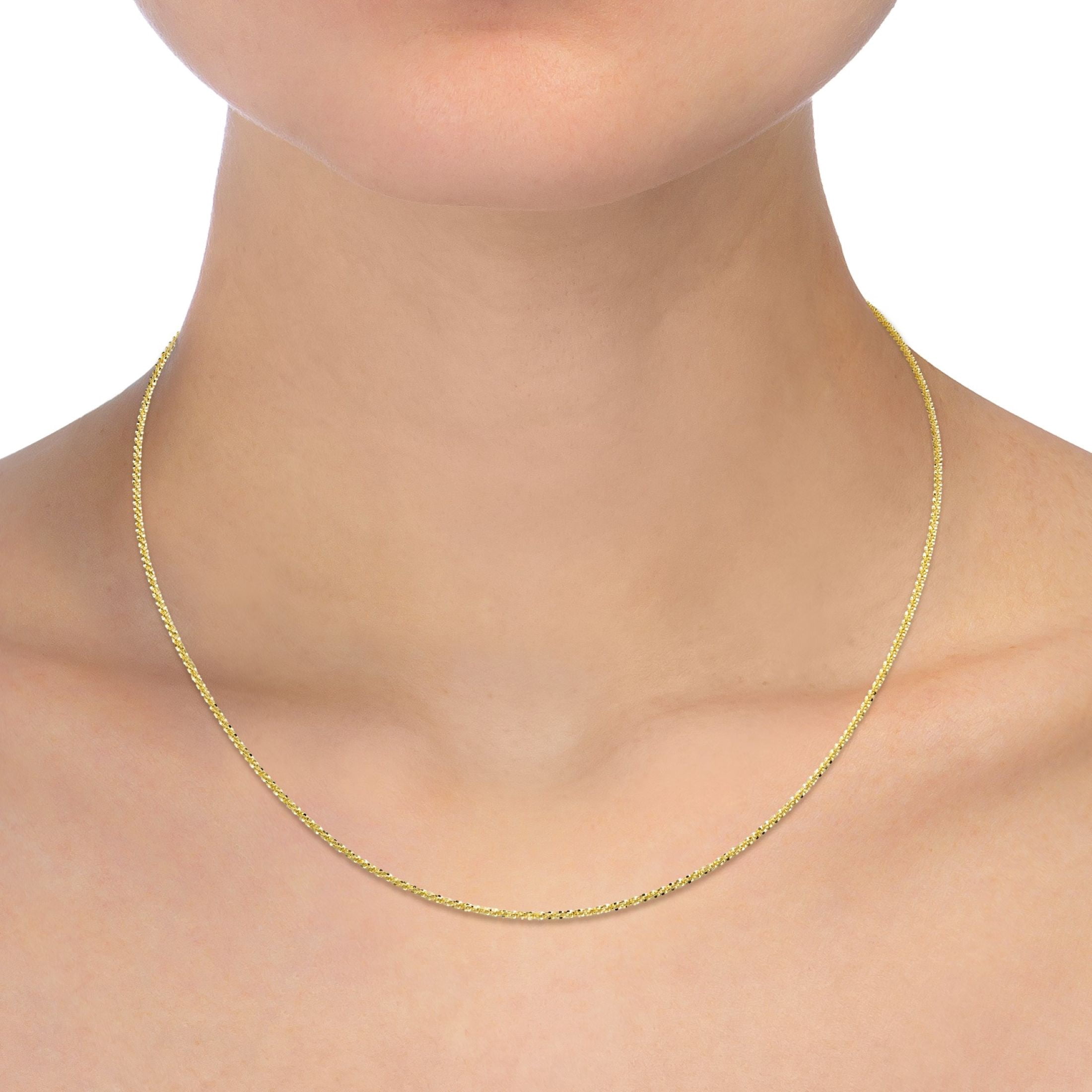 Brilliance Fine Jewelry 10K Yellow Gold 1.5MM Diamond Cut Sparkle Chain 18"