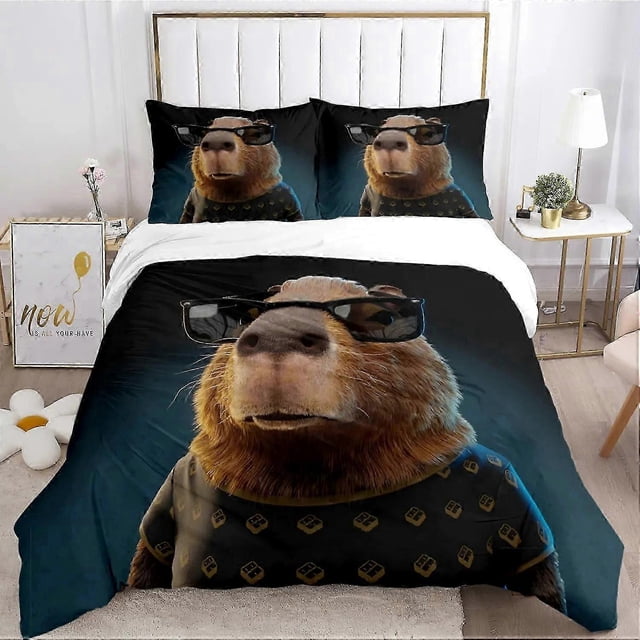 f1397 Bed Sheets Funny Capybara Duvet Cover Kawaii Animals Bedding Set Soft Quilt Cover Full Size for Boy Teens Bedroom DecorationBed Sheets Rt1397