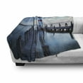 thumbnail image 3 of Maritime Soft Flannel Fleece Throw Blanket, Calm Ocean at Sunrise Wooden Rustic Pier and Lighthouse Picture, Cozy Plush for Indoor and Outdoor Use, 50" x 70", Dark Brown Slate Blue, by Ambesonne, 3 of 6