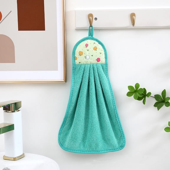 Kitchen Hand Towel Hanging with Loop, Super Absorbent Coral Fleece Thick Dish Drying Towel for Bathroom, Soft Quick Dry Cleaning Cloth for Kitchen Sink Counter