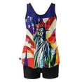 thumbnail image 2 of WREESH Women's Patriotic Tankini Swimsuit High-Waisted Two-Piece 4th of July Print Summer Swimwear Red, 2 of 6