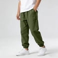 thumbnail image 4 of Kids Unisex Joggers Soft Cotton Linen Harem Pants Elastic Waist and Cuffed Ankle Loose Fit Baggy Trousers for Kindergarten Play, 5T-15Y, 4 of 7