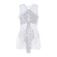 thumbnail image 6 of Kaerm Women's Shiny Sequin Leotard Fringe Tassel Latin Jazz Dance Leotard Ballroom Dance Dress White L, 6 of 8