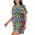 thumbnail image 2 of Bingfone Colorful Easter Eggs1 Print Pajamas Sets for Women Soft Short-Sleeved Pjs with Lounge Shorts Two Piece Sleepwear, 2 of 8