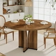 thumbnail image 4 of Tribesigns 39.37-Inch Round Dining Table, Rustic Brown Wooden Kitchen Table for 4 People, Farmhouse Style Table for Dining Room or Living Room, 4 of 5
