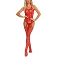 thumbnail image 2 of Skksst Womens Bobydoll Lingerie Bodysuit Lace Bustier Crotchless Suspender Bodystocking Nightwear, 2 of 3