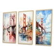thumbnail image 3 of Designart "Architectural Marvel Red Bridge II" Cityscapes Framed Wall Art Set Of 3 - Red Bridges Frame Canvas Set For Living Room Decor, 3 of 6