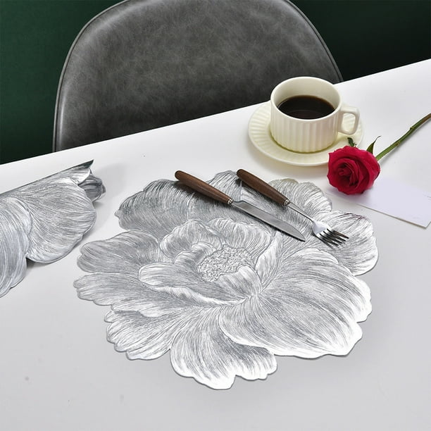 Mantel individual de PVC con diseño floral | Impermeable, antideslizante y resistente al calor | Elegante diseño floral con acabado laminado | Protector de mesa para cocina y hogar