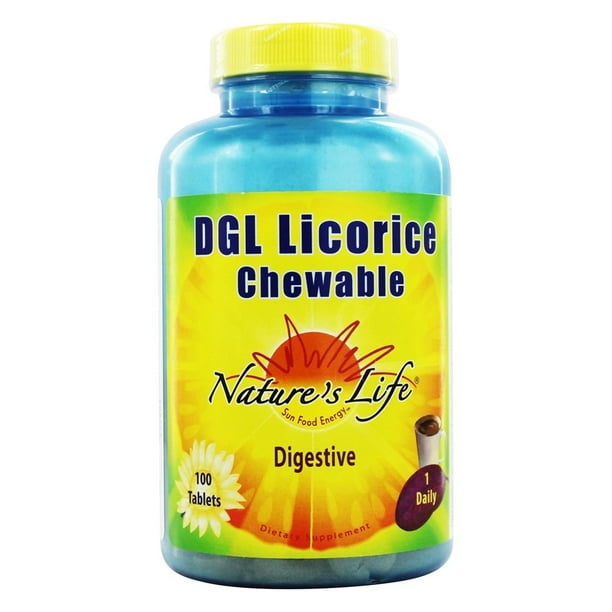 Nature's Life DGL Licorice Tablets, 380 Mg, Chewable, 100 Count