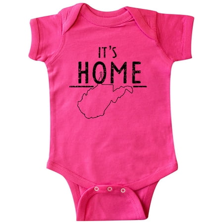 

Inktastic It s Home- State of West Virginia Outline Distressed Text Gift Baby Boy or Baby Girl Bodysuit