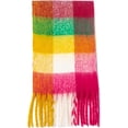 thumbnail image 3 of Large Chunky Plaid Scarf Coloured Checked Oversized Scarf Tassel Soft Fall Winter Thick Warm Shawl Women, 3 of 4
