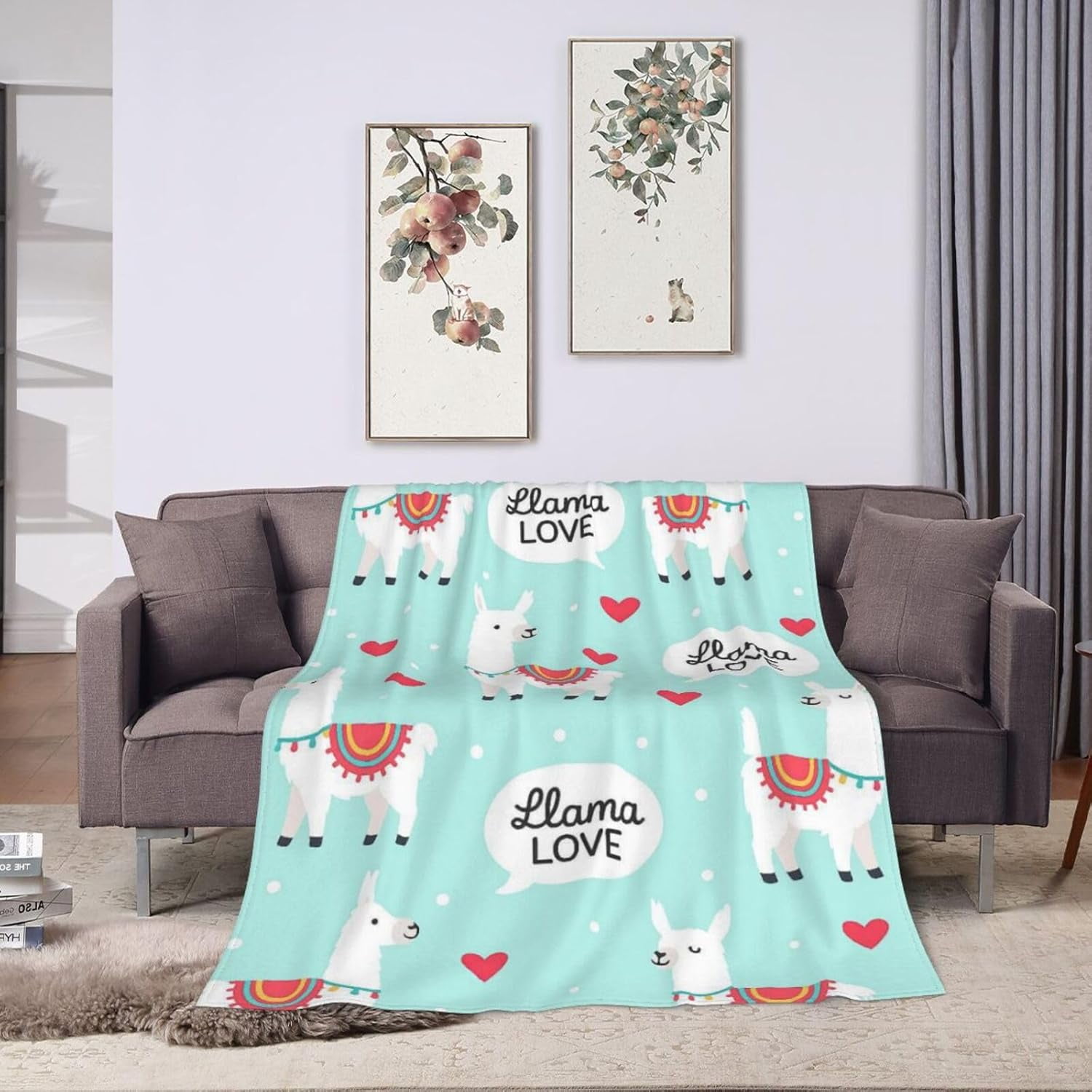 Llama Alpaca Blanket Cute Llamas Blanket Alpaca Gifts for Women Women Soft Cozy Flannel Fleece Fuzzy Stuffed Plush Bedding Decor for Users Adults Couch Sofa 50 x 60 Inch