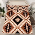 thumbnail image 2 of jejeloiu Rustic Farmhouse Cabin Twin Sheet Sets,Aztec Boho Geometric Twin Fitted Sheet,Brown Rhombus Triangle Flat Sheet For Girls Boys,Luxury Bedroom Decor,3-Piece, 2 of 7