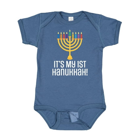 

Inktastic 1st Hanukkah Menorah Childs Boys or Girls Baby Bodysuit