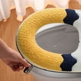 thumbnail image 3 of ​Zipper Toilet Seat Cover, 4-Seasons Universal Easy Install Stretchable Toilet Seat Cushion with Embroidery Design, for Most Standard Toilets​​(Yellow), 3 of 6
