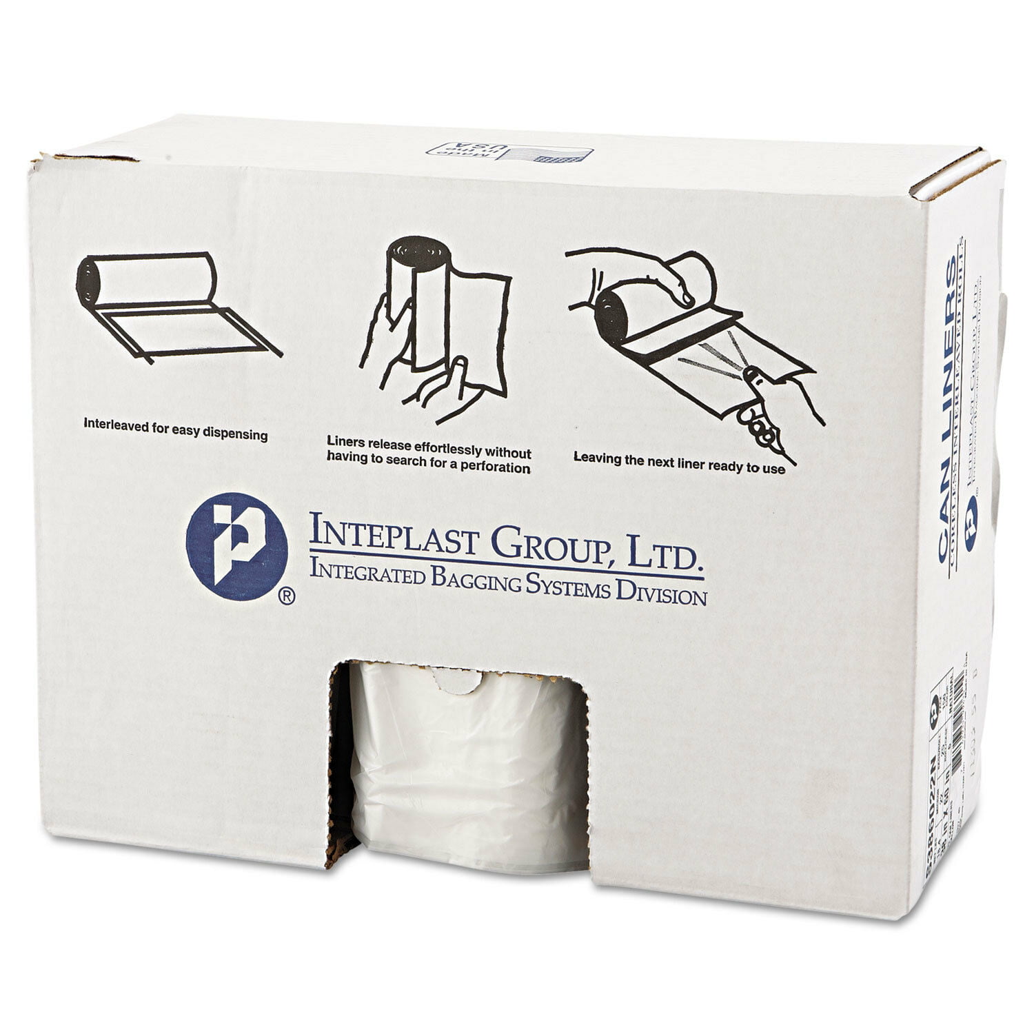 Inteplast Group High-Density Can Liner 38 x 60 60gal 22mic Clear 25/Roll 6 Rolls