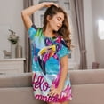 thumbnail image 3 of Gukieu Tropical Flamingo Summer Print Women's Nightgown, A-line Round Neck Short-sleeved Nightgown Pajamas Home Wear Suitable for Home and Outing, 3 of 6